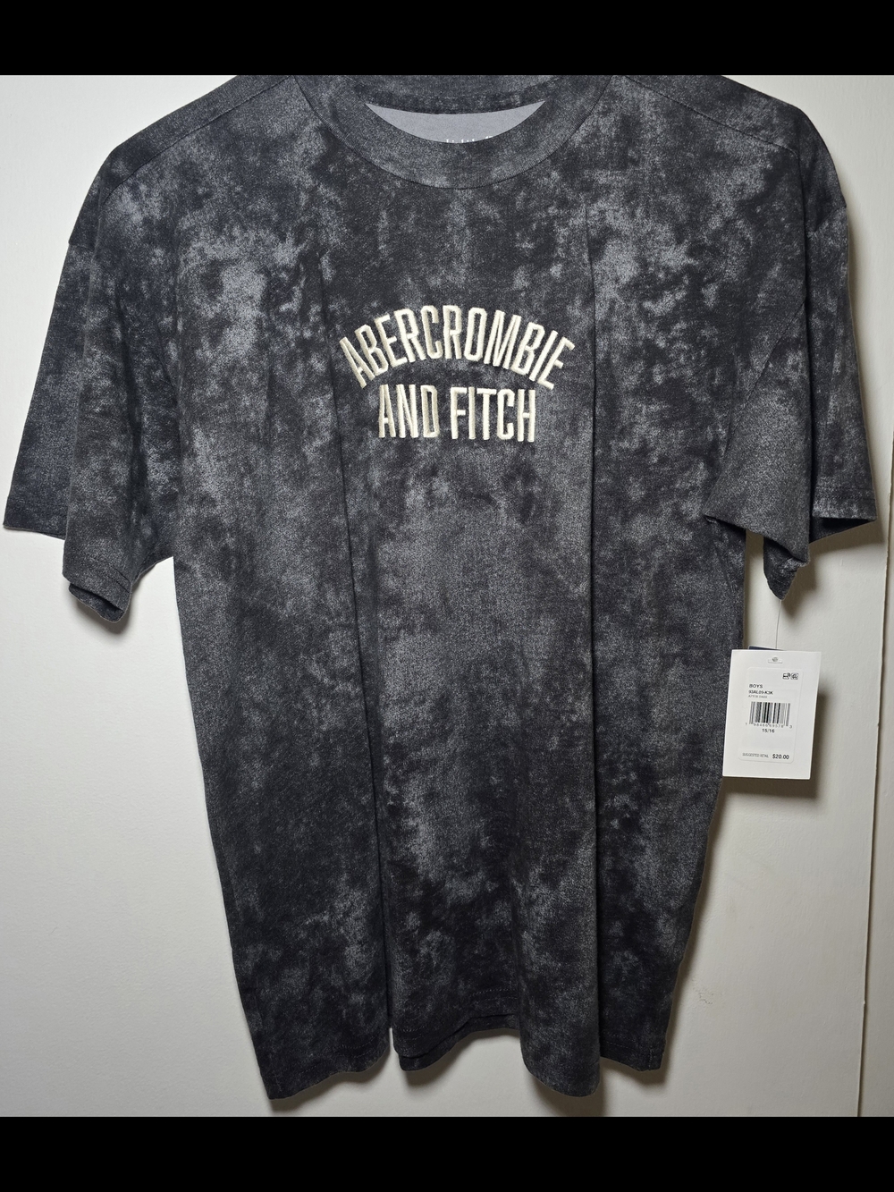 Abercrombie & Fitch Acid Wash Logo Tee - Black Gray